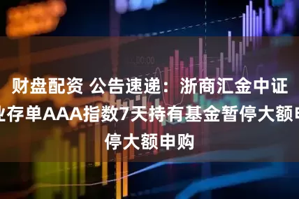 财盘配资 公告速递：浙商汇金中证同业存单AAA指数7天持有基金暂停大额申购